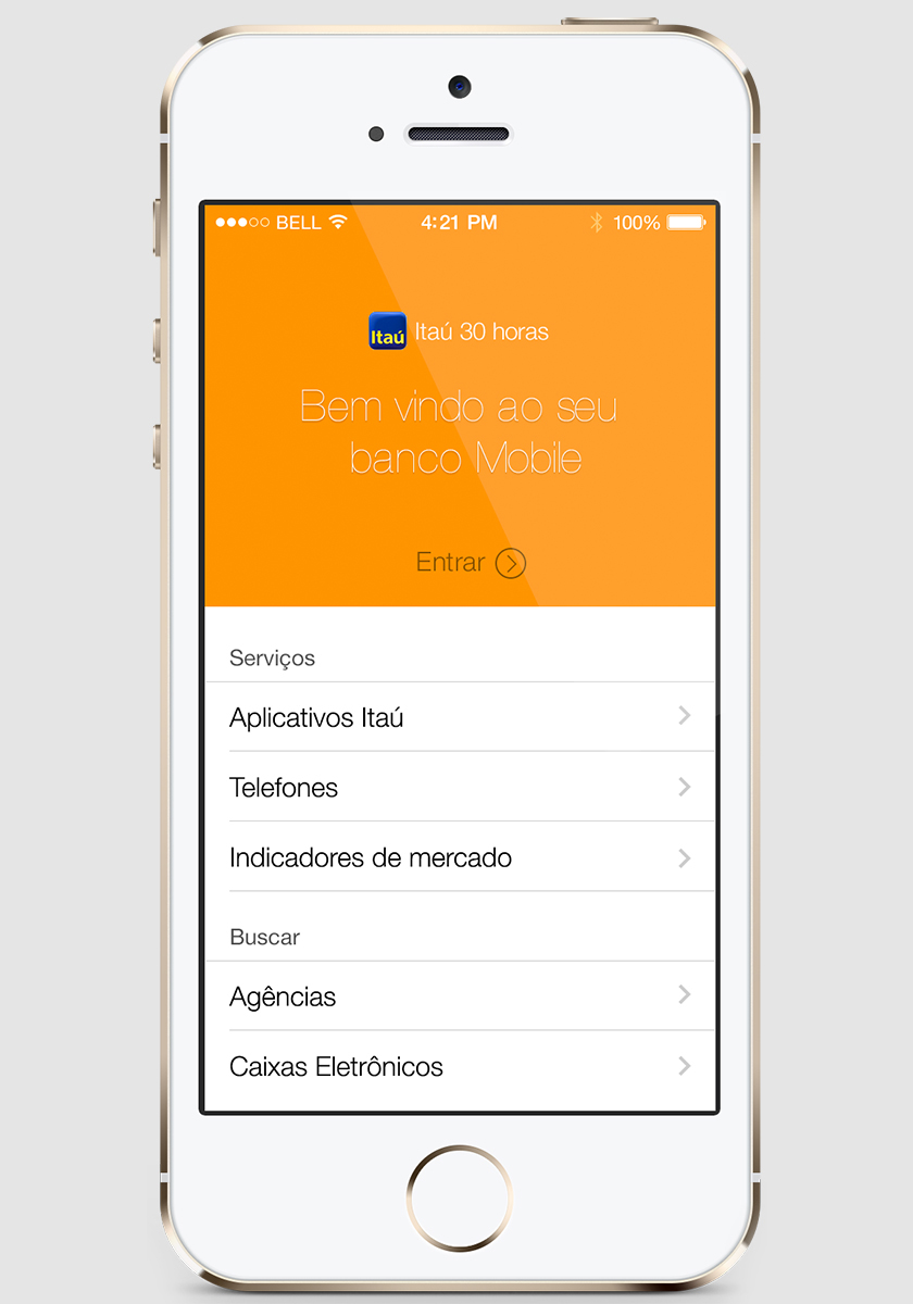 Redesign do aplicatico do Banco Itaú para iOS7