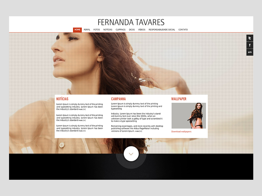 Criação e Desenvolvimento site pessoal Modelo Fernanda Tavares