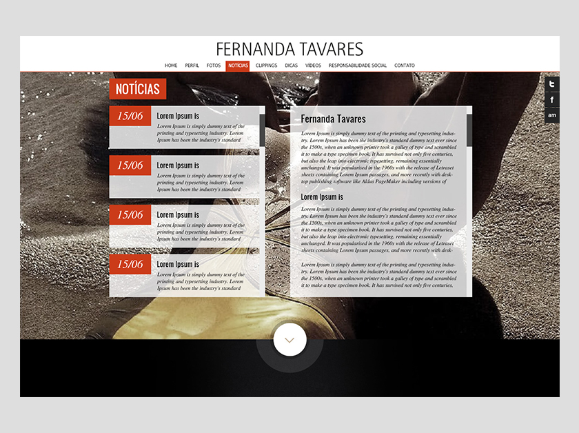 Criação e Desenvolvimento site pessoal Modelo Fernanda Tavares