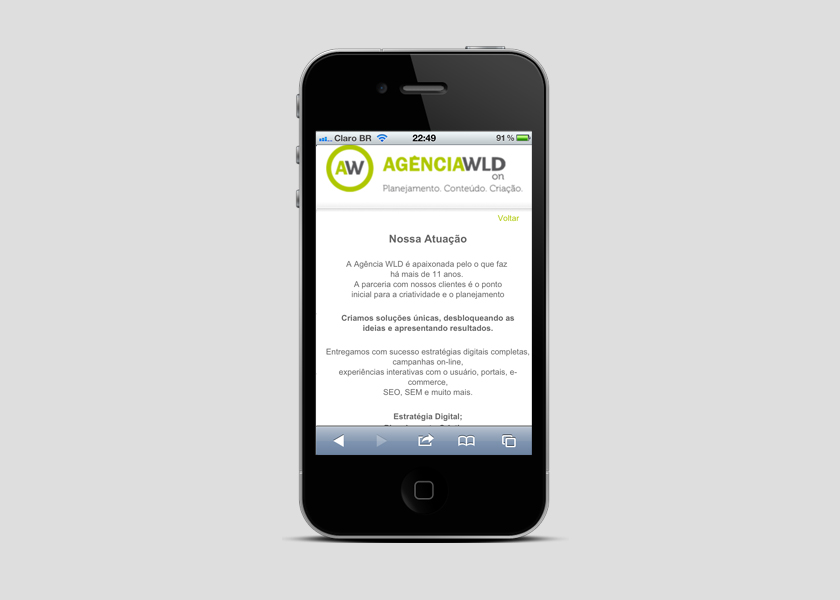 Criação Website e Desenvolvimento - Proposta do Site Mobile Agência WLD